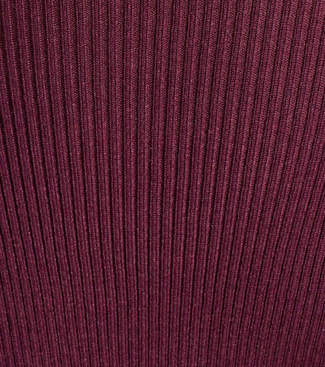 Chic Staple Ribbed Knit Dress-Burgundy