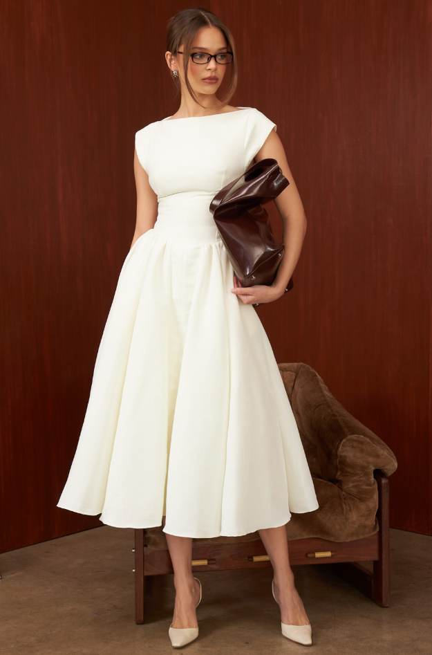 Debutante Midi Dress - Ivory