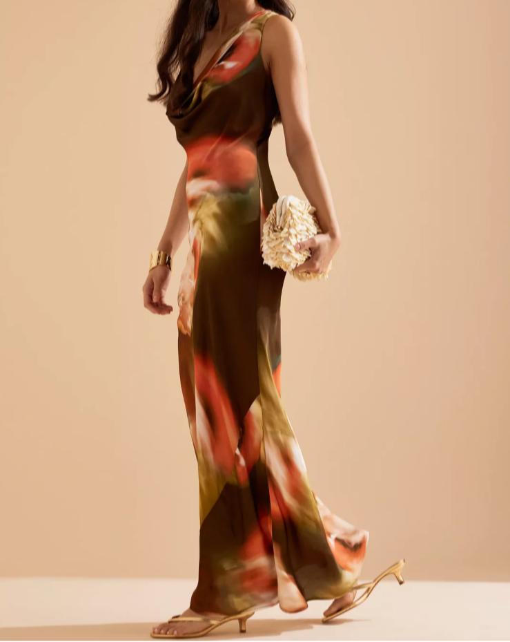 Gracie Cowl-Neck Maxi Slip Dress - Ember