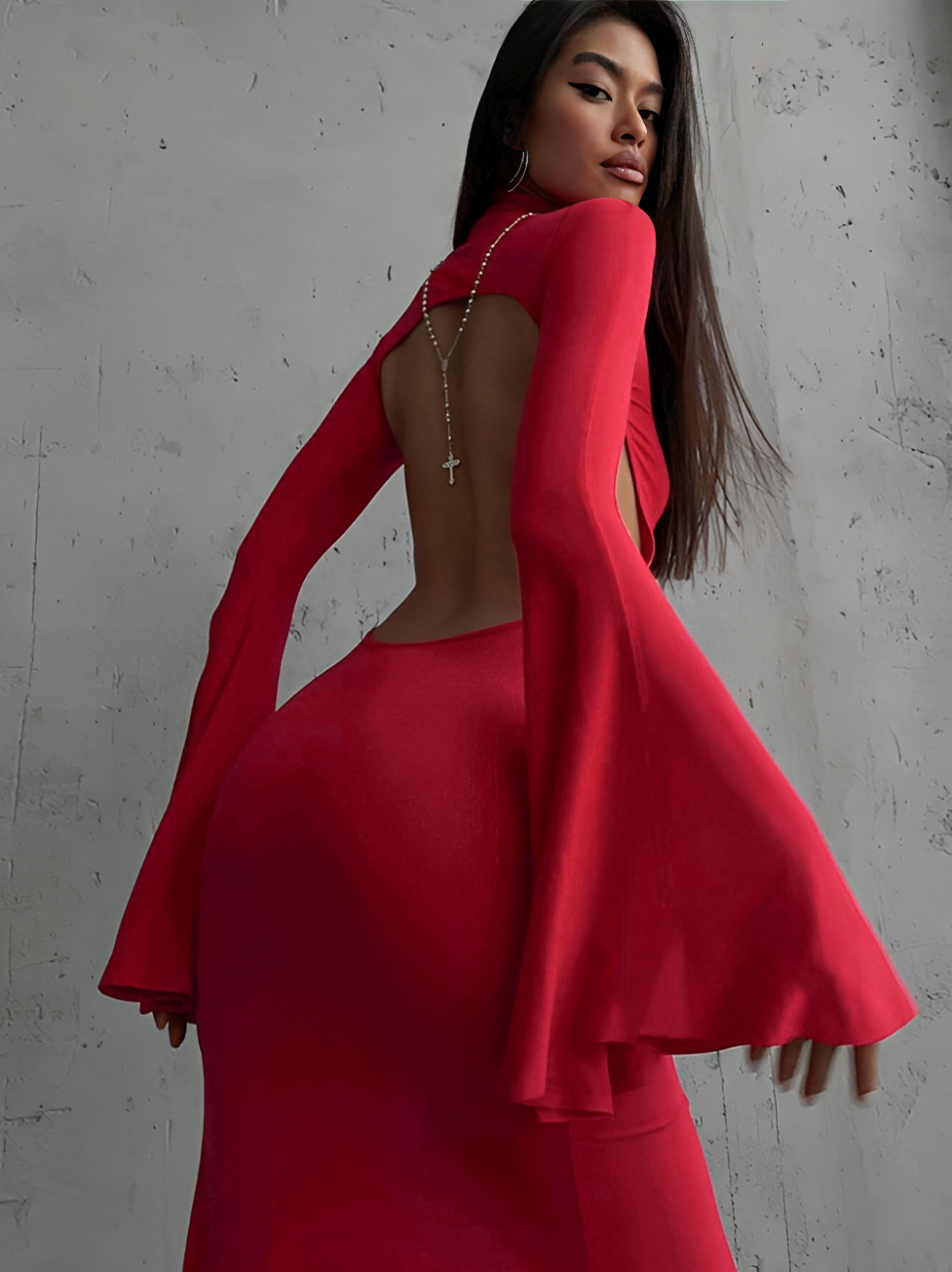 Backless Luxe Gownm - Red