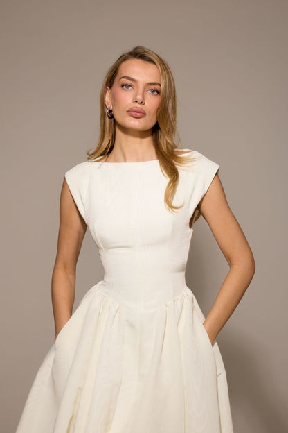 Debutante Midi Dress - Ivory