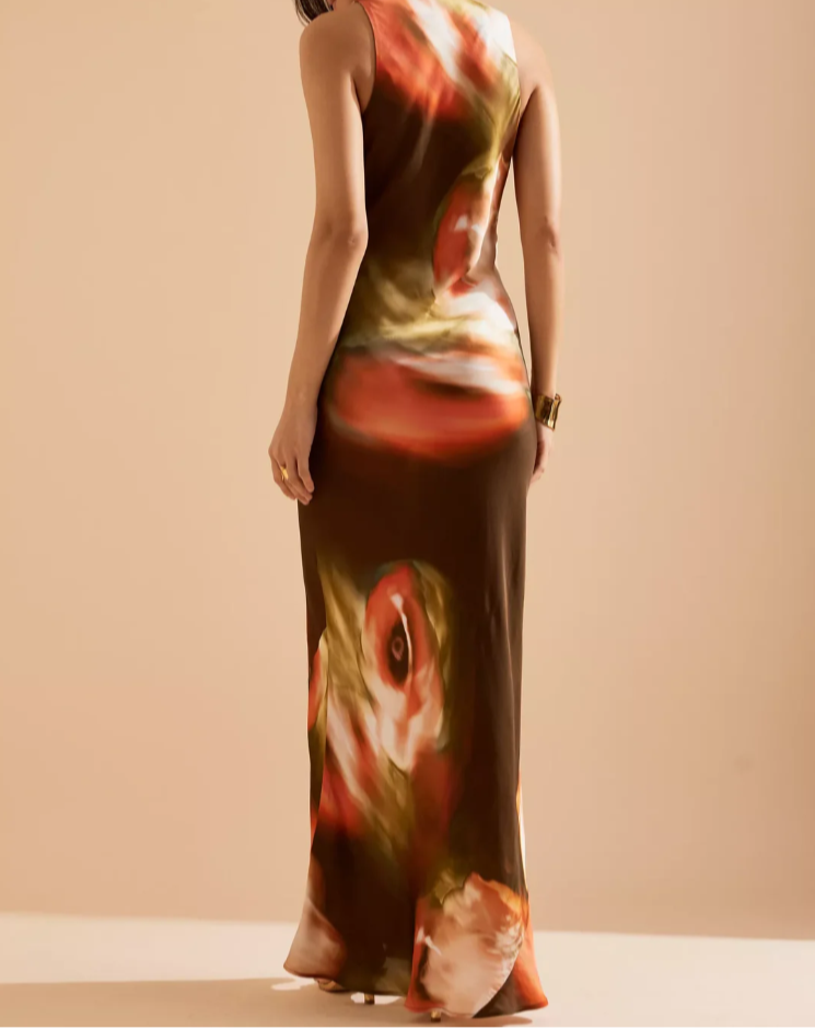 Gracie Cowl-Neck Maxi Slip Dress - Ember